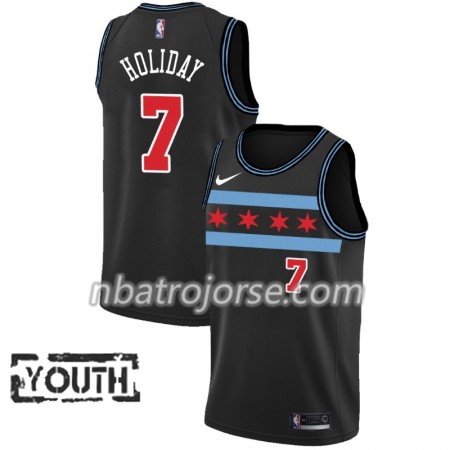 Barn Chicago Bulls Tröja Justin Holiday 7 2018-19 Nike City Edition Svart Swingman